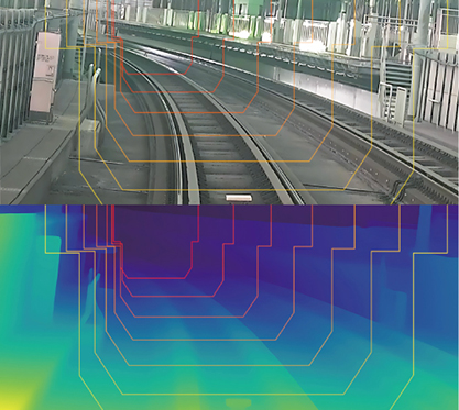 支障物AI 検知装置による線路確認